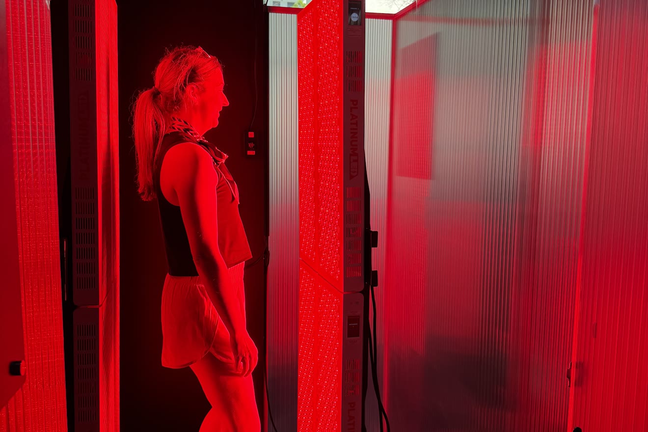 Red and infrared light therapy panels at BioHack Studios in St. Petersburg